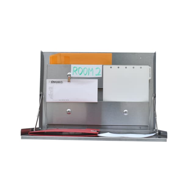 Omnimed Wall Mounted Folding Desks with Built-in Storage (Stainless Steel) 291503 - main